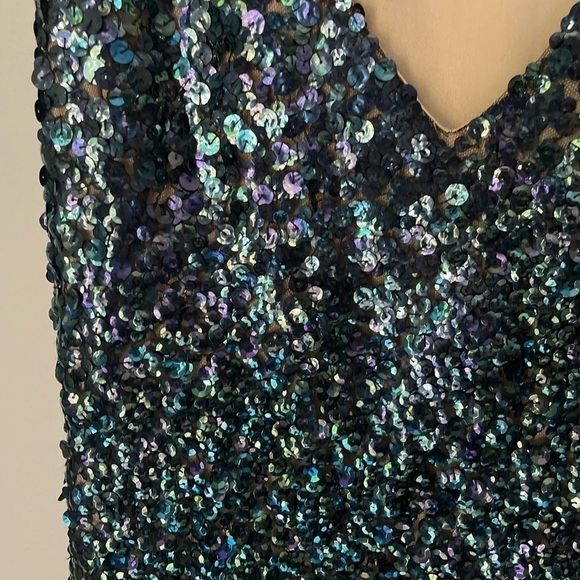 Reem Acra New York Space Sequin Sleeveless Dress Size 4 - Picture 2 of 8